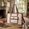 Beige Tan Laptop Tote Canvas Stylish Bag 1 Beige Tan Laptop Tote Canvas Bag 1