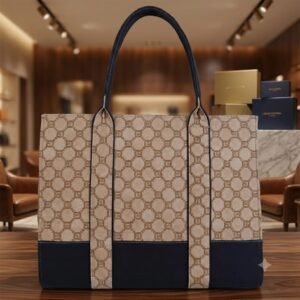 Beige Women’s Office Tote Bag with Padded Laptop Sleeve