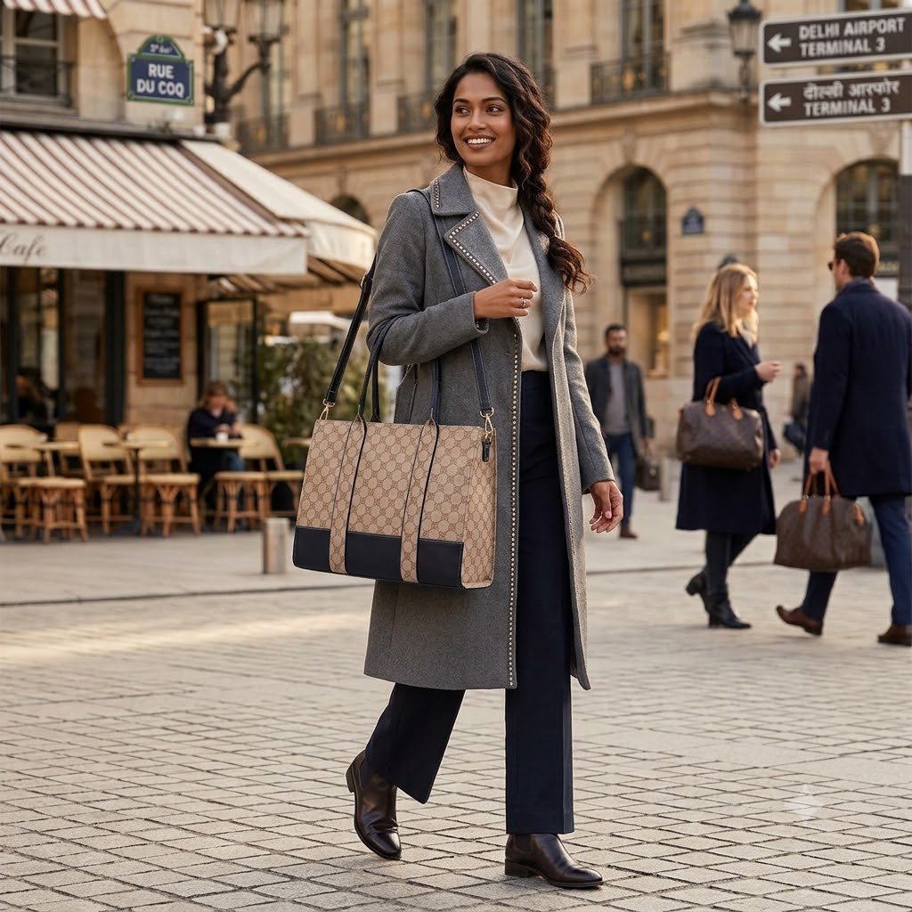 Beige Women’s Office Tote Bag with Padded Laptop Sleeve 4 Beige Women’s Office Tote Bag with Padded Laptop Sleeve
