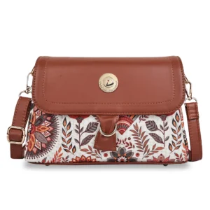 Brown Boho Floral Print Flap Sling Bag for Women