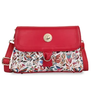 Maroon Boho Floral Print Flap Sling Bag for Women