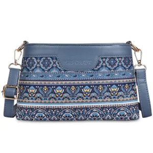 Blue Boho Floral Printed Sling Bags for Women
