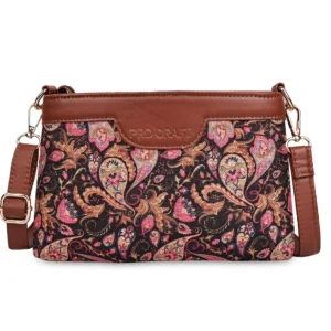 Brown Boho Floral Printed Sling Bags for Women