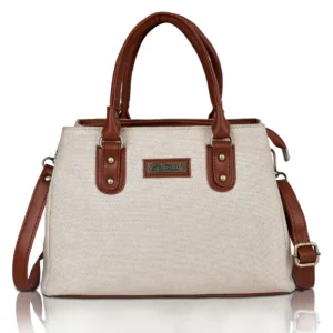 Beige Tan Jute Printed Women Hand Bags