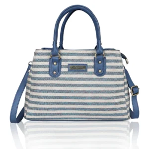 Blue Jute Printed Women Hand Bags