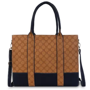 Tan Women’s Office Tote Bag with Padded Laptop Sleeve