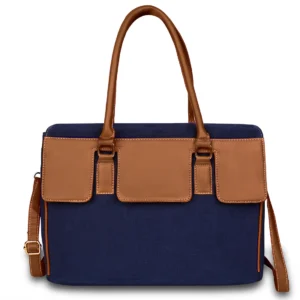 Blue Tan Canvas Laptop Bags for Women