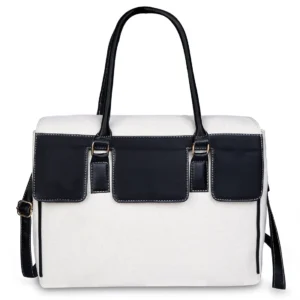 White Black Canvas Laptop Bags for Women