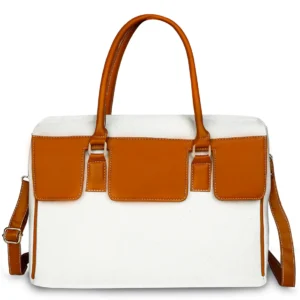 White Tan Canvas Laptop Bags for Women