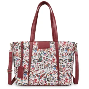 Maroon Boho Floral Print Tote Handbag for Women