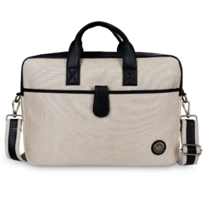 Beige Jute Leather Briefcase for Men And Women