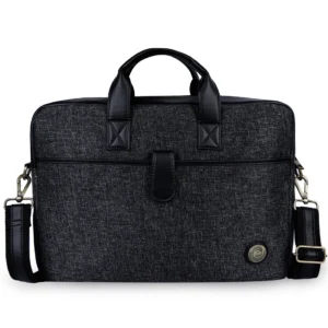 Black Jute Leather Briefcase for Men And Women
