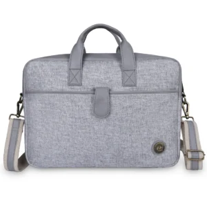 Light Grey Beige Jute Leather Briefcase for Men And Women