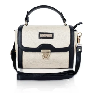 Beige Jute Satchel Bag for Women