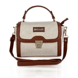 Tan Jute Satchel Bag for Women