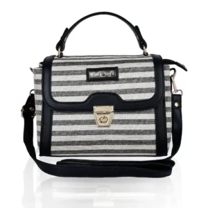 Black Jute Satchel Bag for Women