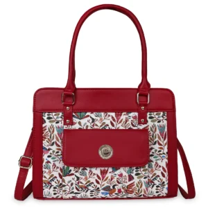 NatureNest Maroon Satchel with PU Leather Trim